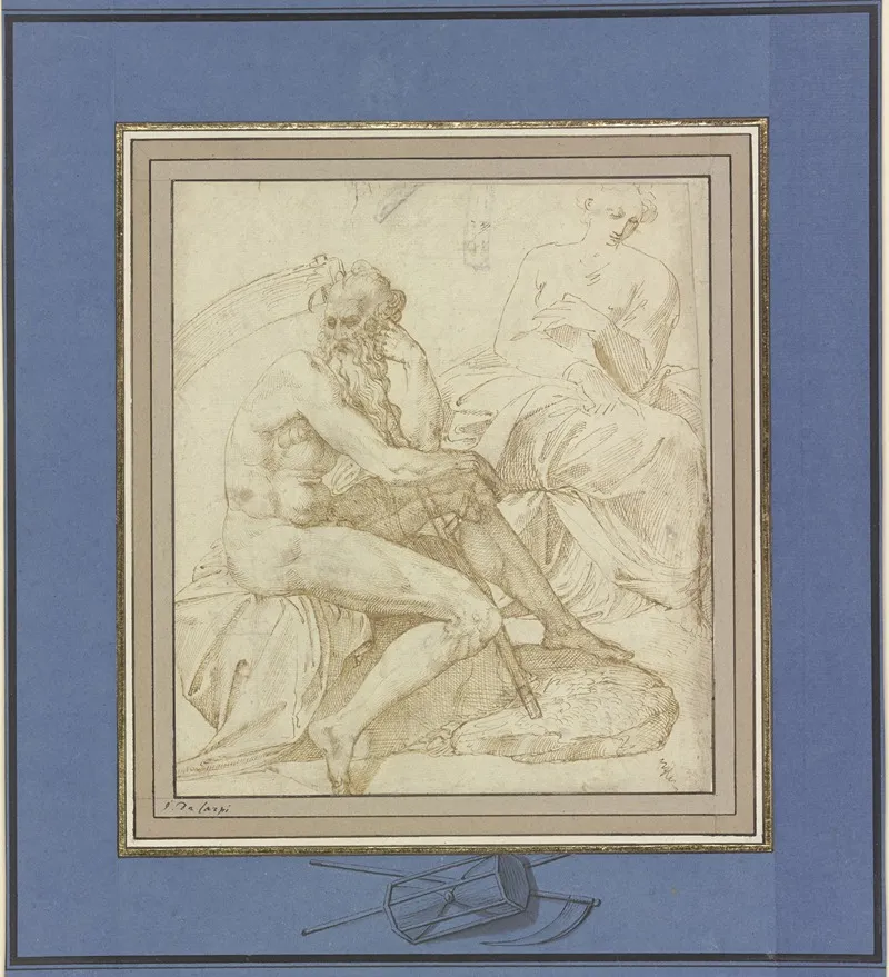 Saturn Und Eine Weibliche Figur Wall Art by Bonaventura Lamberti - High-Resolution Digital Print
