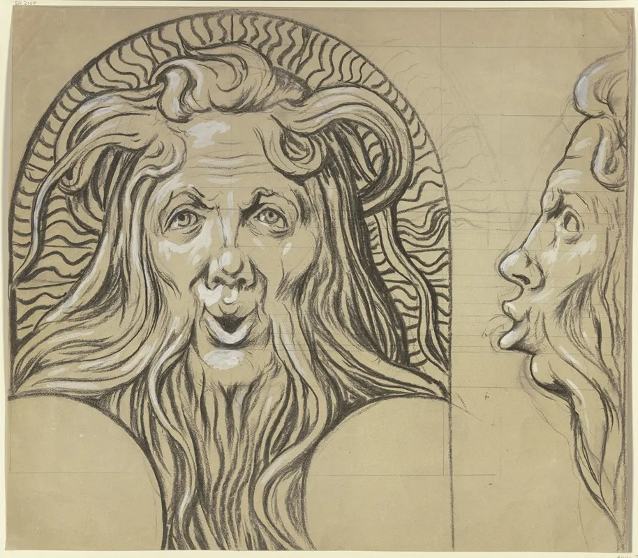 Satyrkopf Entwurf Fur Einen Majolikabrunnenkopf Wall Art by Hans Thoma - High-Resolution Digital Print