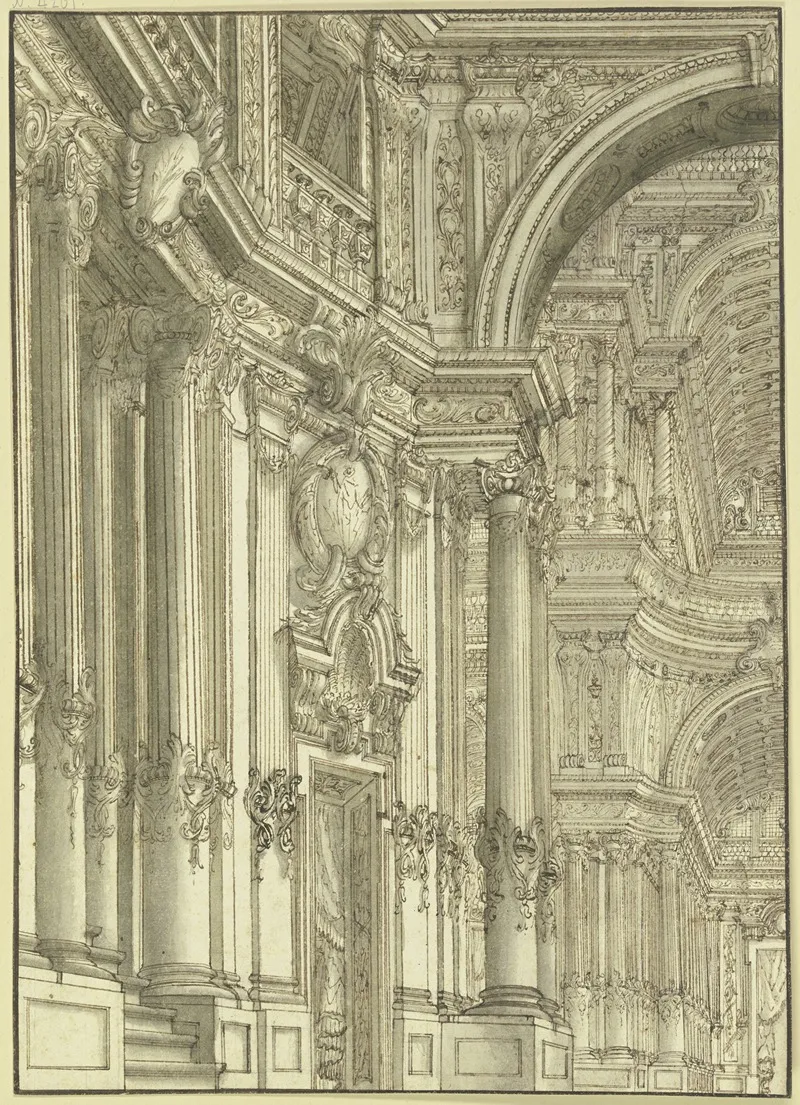 Saulenhalle Links Ein Portal Wall Art by Giacomo Antonio Mannini - High-Resolution Digital Print