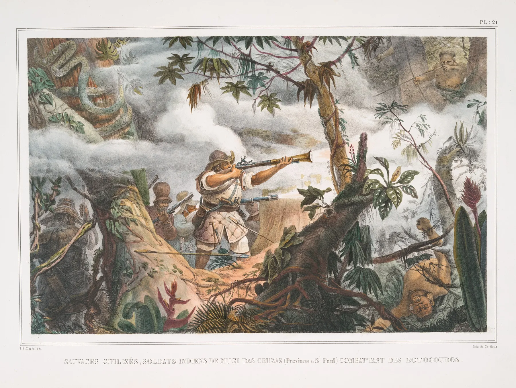 Sauvages Civilises Soldats Indiens De Mugi Das Cruzas Province De St Paul Combattant Des Botocoudos