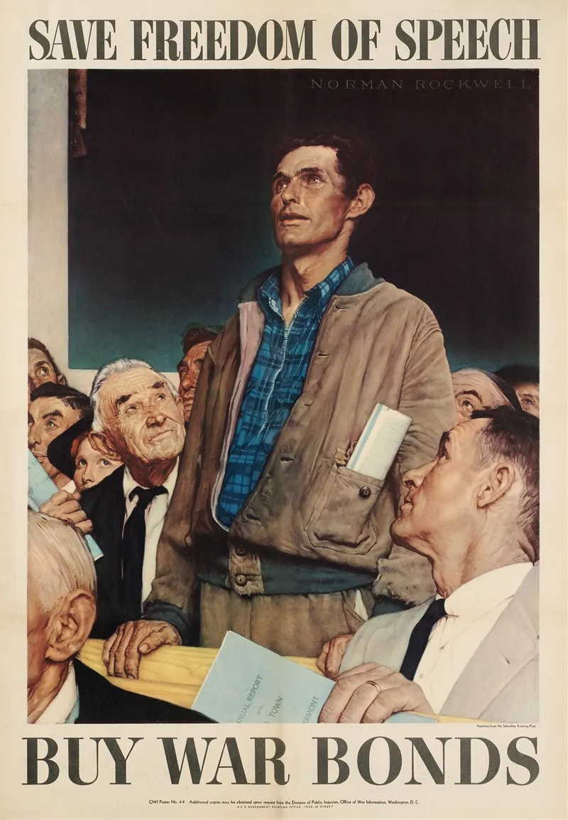 Save Freedom Of Speech Buy War Bonds Wall Art by Norman Rockwell - High-Resolution Digital Print