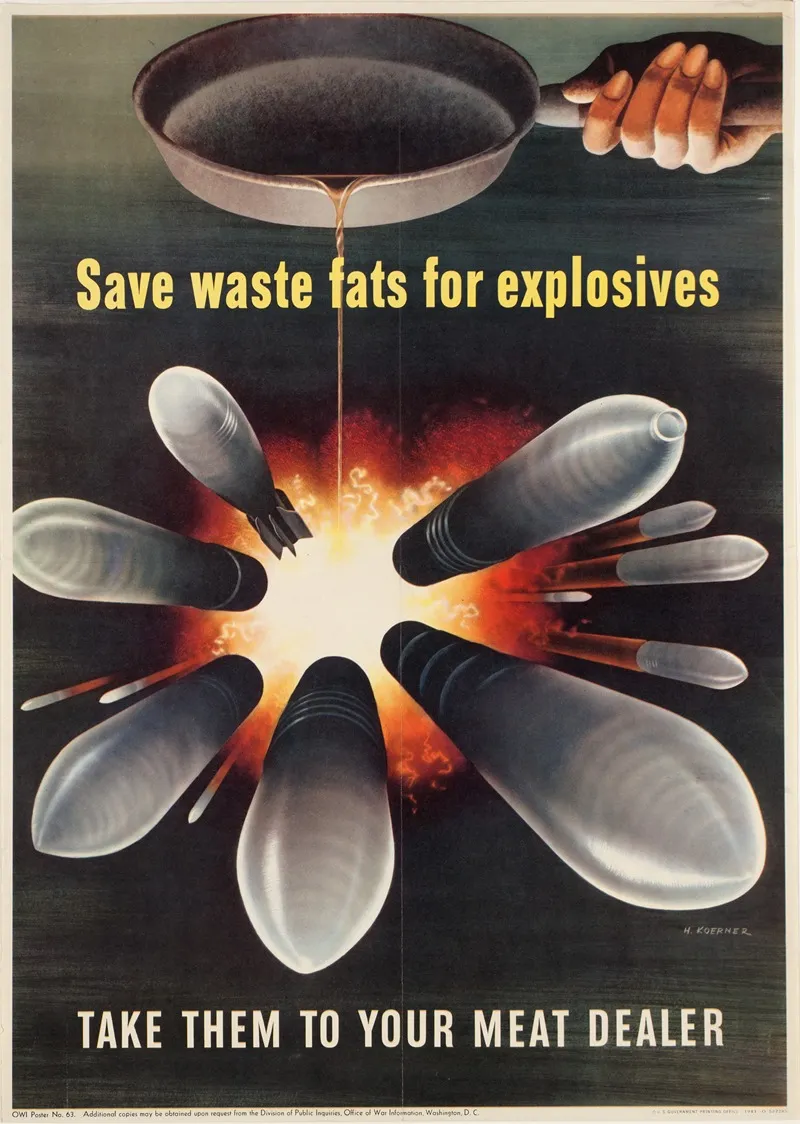 Save Waste Fats For Explosives Take Them To Your Meat Dealer Wall Art by Henry Koerner - High-Resolution Digital Print