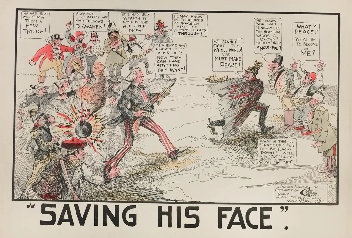 Saving His Face Wall Art by Carey Cartoon Service - High-Resolution Digital Print
