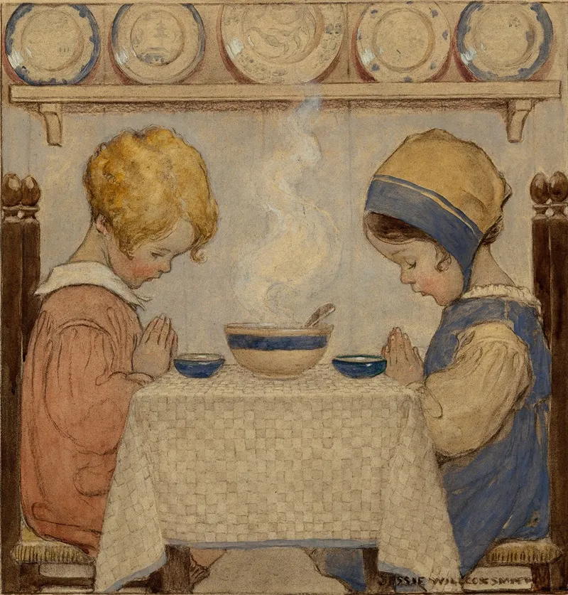 Saying Grace 3 Wall Art by Jessie Willcox Smith - High-Resolution Digital Print