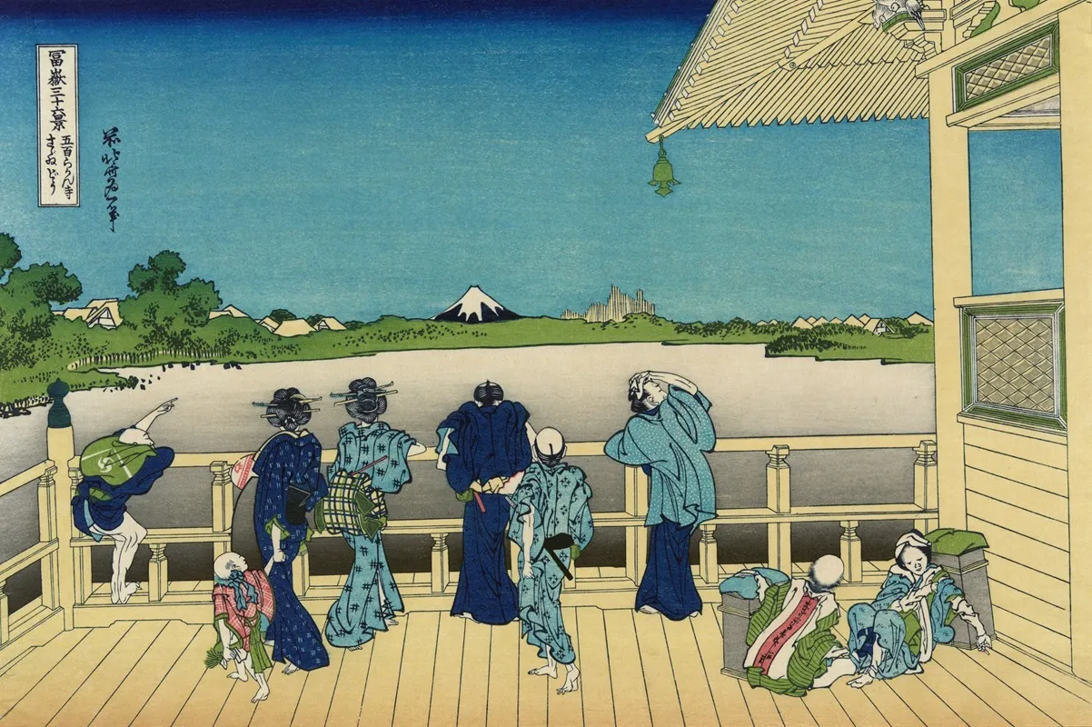 Sazai Hall Temple Of Five Hundred Rankan Wall Art by Katsushika Hokusai - High-Resolution Digital Print