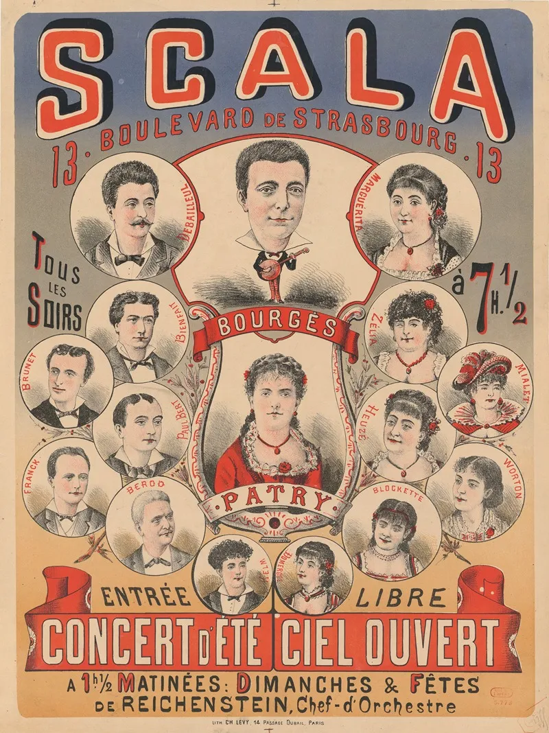 Scala Bourges Patry Concert Dete Ciel Ouvert Wall Art by Imp. Emile Lévy - High-Resolution Digital Print