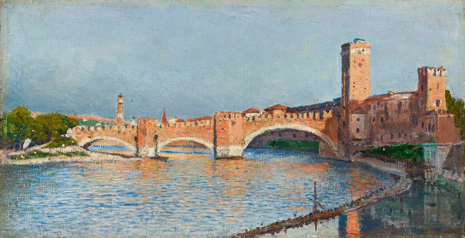 Scaliger Bridge In Verona Wall Art by Aleksander Gierymski - High-Resolution Digital Print