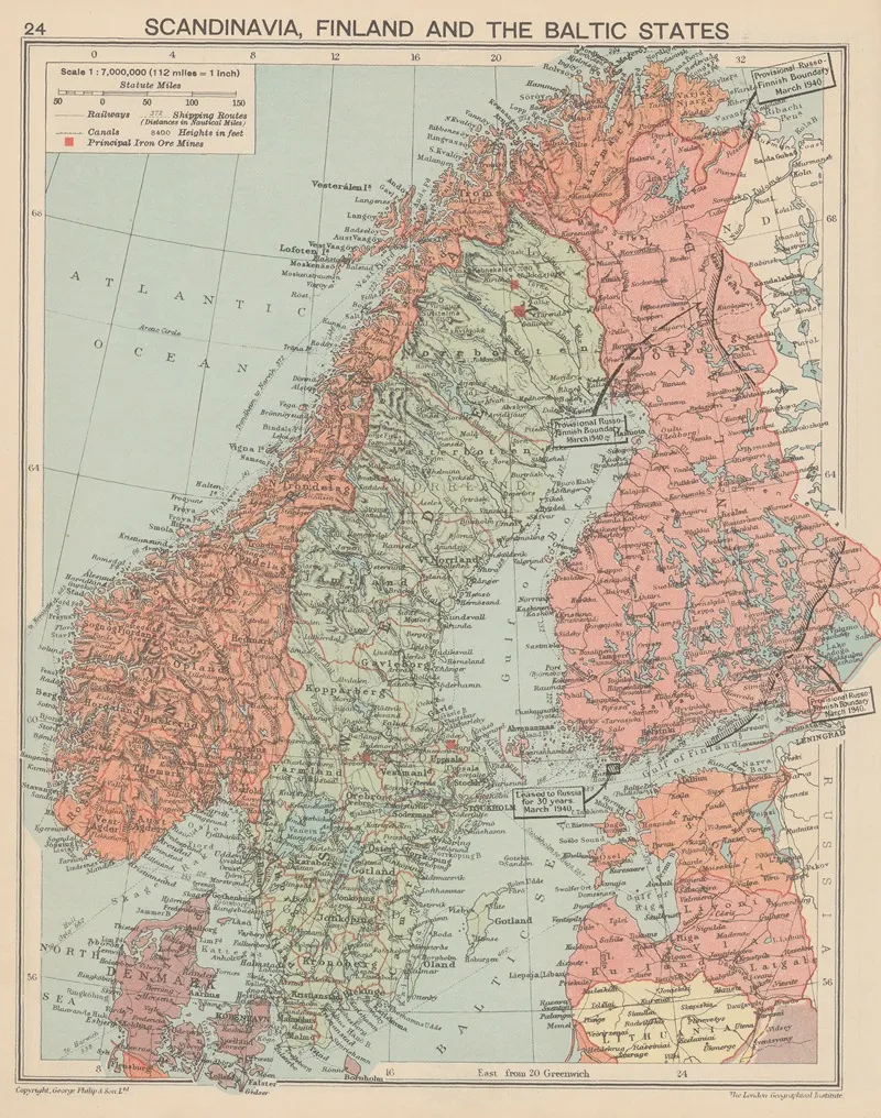 Scandinavia‎ ‎finland‎ And‎ ‎the‎ ‎baltic‎ ‎states Wall Art by London Geographical Institute - High-Resolution Digital Print
