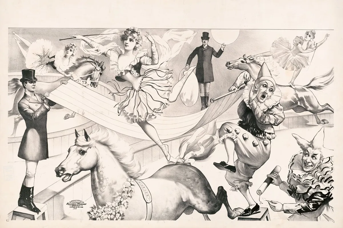 Scarf Act By Bareback Rider Clowns And Dynamite 2 Wall Art by Russell, Morgan & Co. - High-Resolution Digital Print