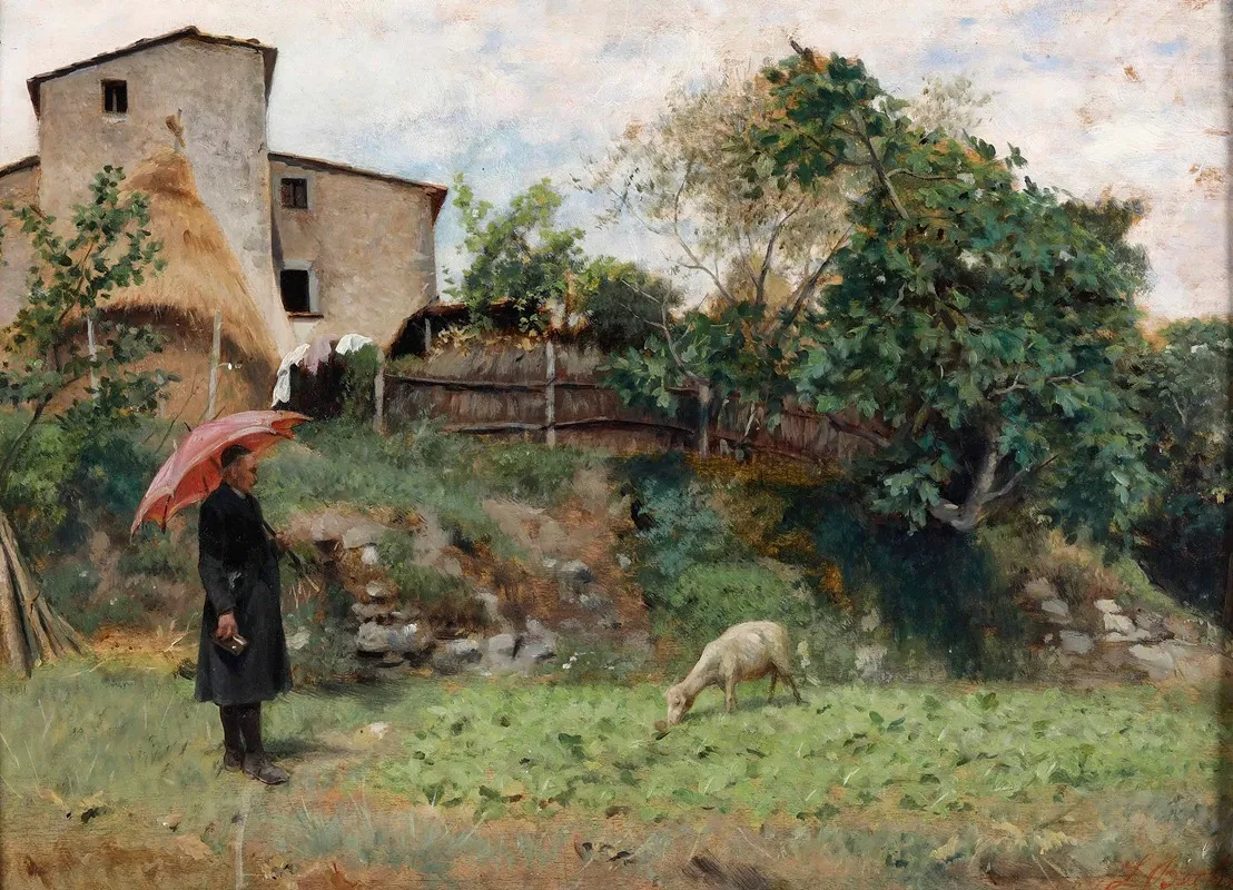 Scena Campestre Wall Art by Luigi Bechi - High-Resolution Digital Print