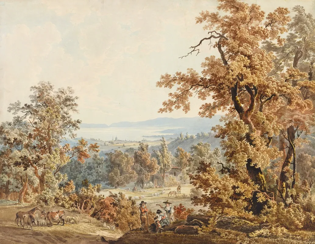 Scene Bergere Aux Environs De Lausanne Wall Art by Johann Karl Müllener - High-Resolution Digital Print