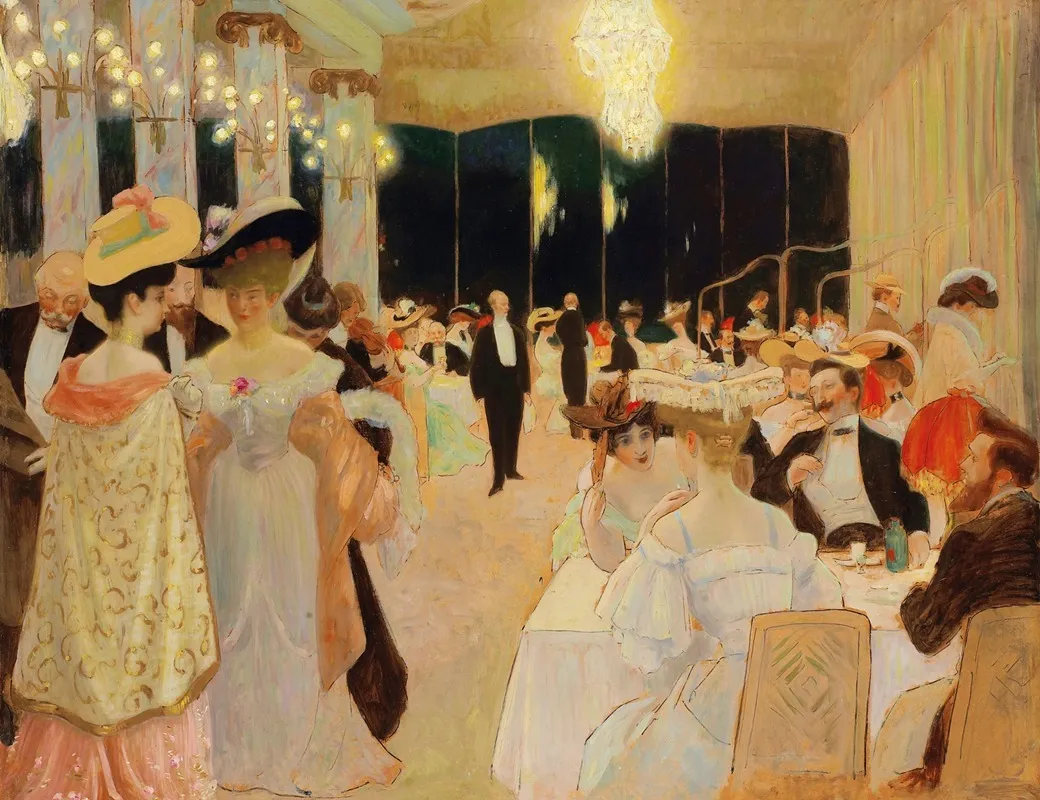 Scene De Restaurant Wall Art by Henry Marius Camille Bouvet - High-Resolution Digital Print