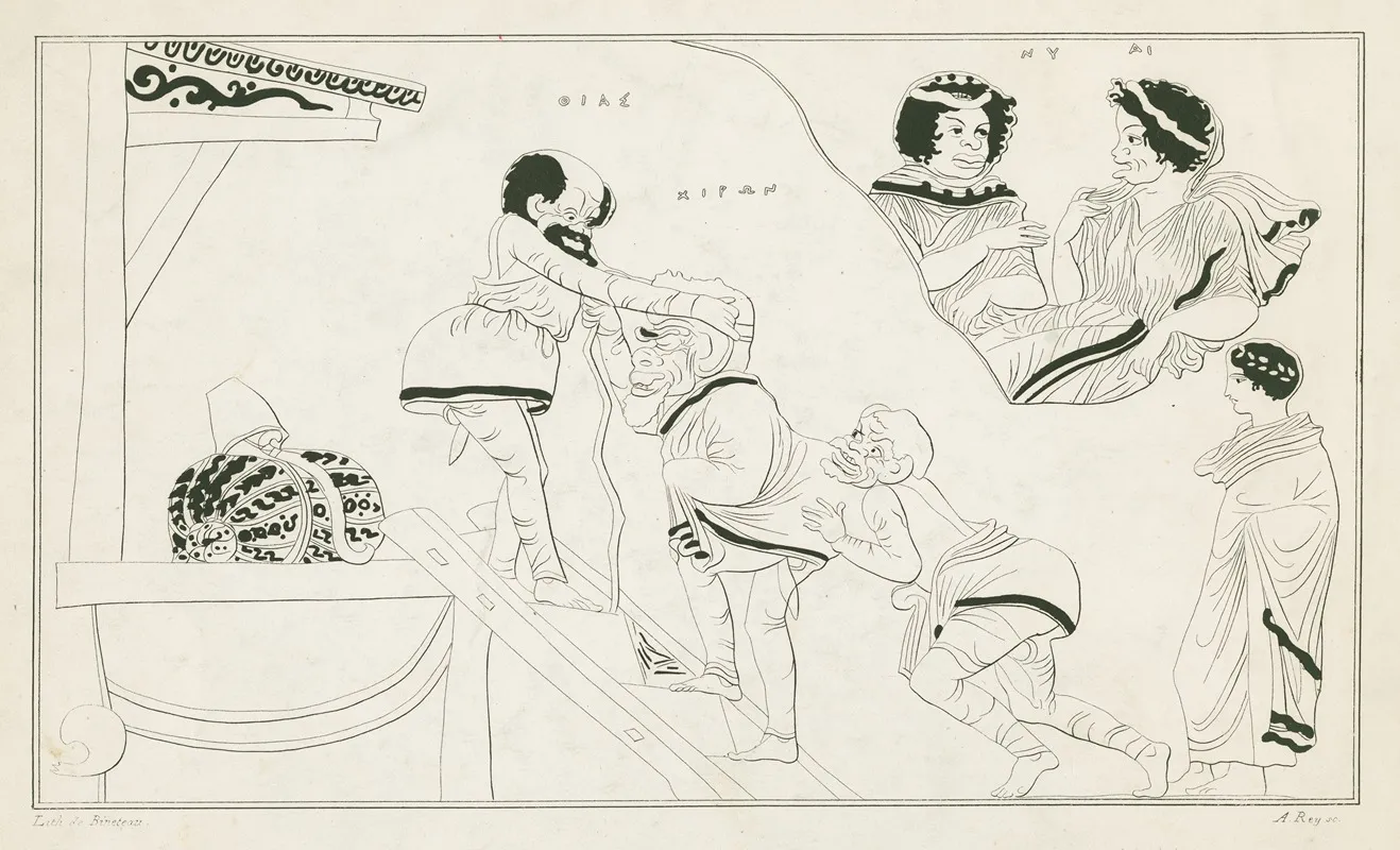 Scene From A Comedy About The Centaur Cheiron From A Red Figured Wine Bowl Bell Krater Wall Art by A. Rey - High-Resolution Digital Print