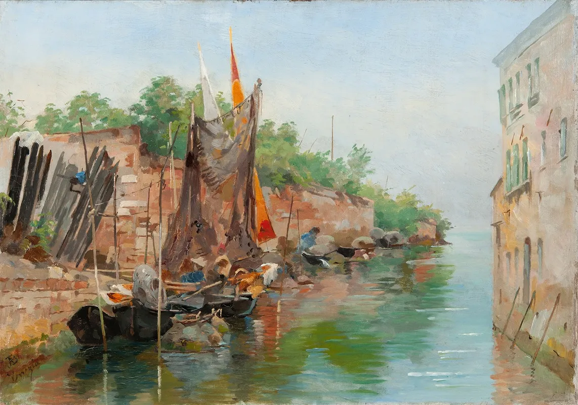 Scene From A Venetian Canal Sketch Wall Art by Agnes Börjesson - High-Resolution Digital Print