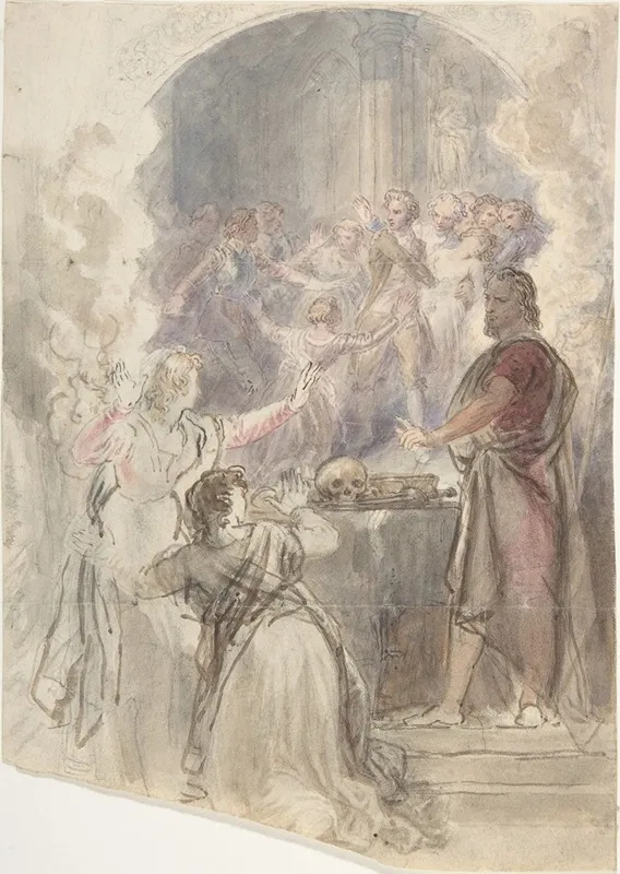 Scene From My Aunt Margarets Mirror Keepsake Story By Sir Walter Scott Wall Art by John William Wright - High-Resolution Digital Print