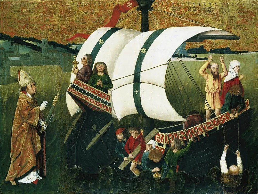 Scene From The Legend Of A Bishop Saint Wall Art by Master From Friedrich Herlin's Circle - High-Resolution Digital Print