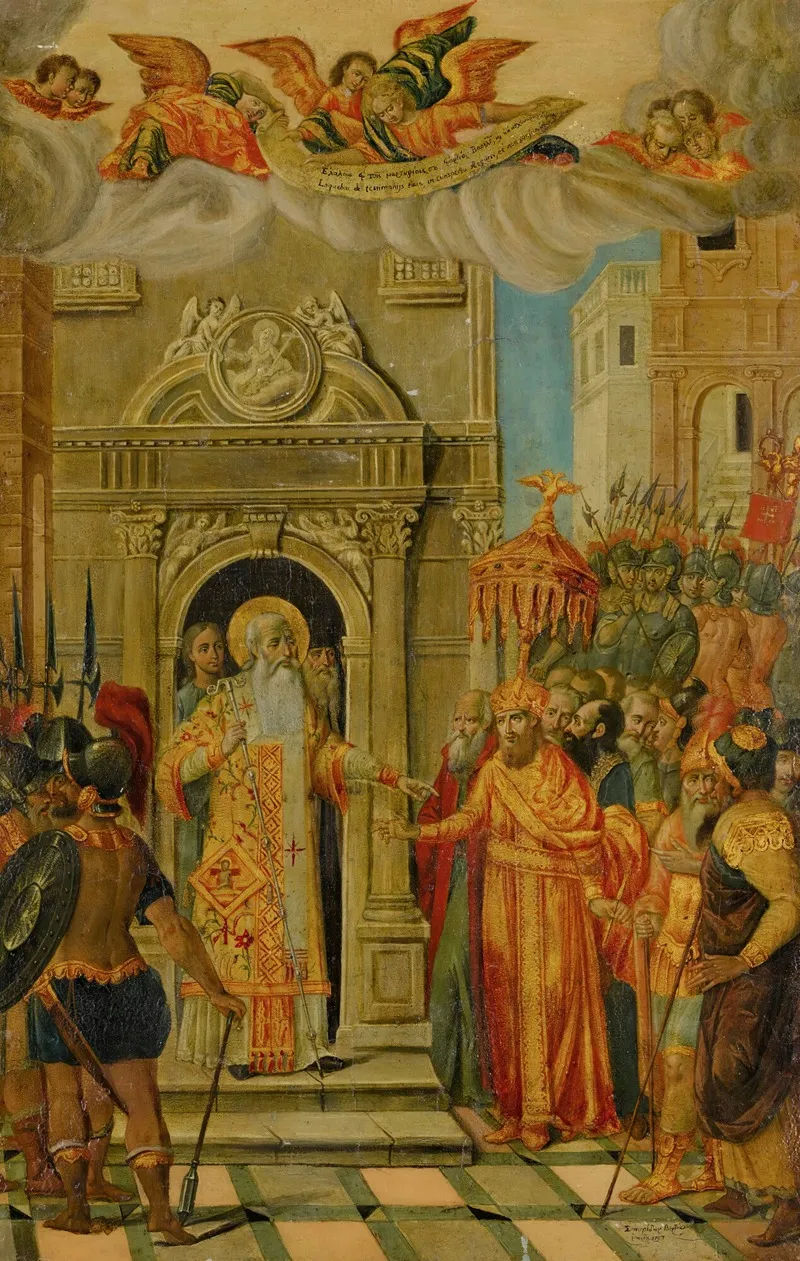 Scene From The Life Of Saint John Chrysostom Wall Art by Spyridon Ventouras - High-Resolution Digital Print