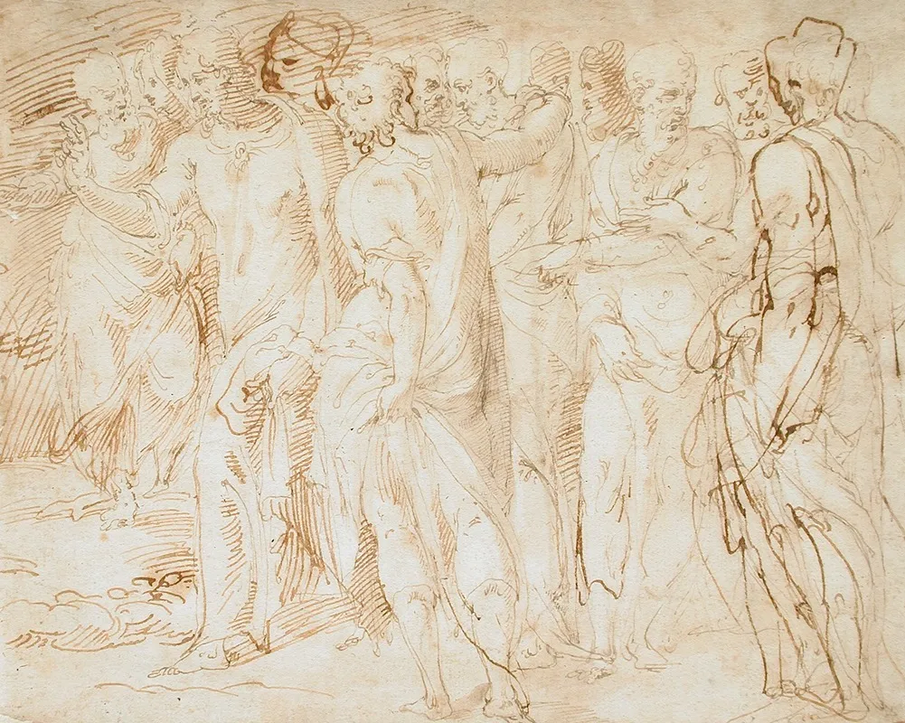 Scene From The Resurrection Of Lazarus Wall Art by Giovanni-Battista Franco - High-Resolution Digital Print