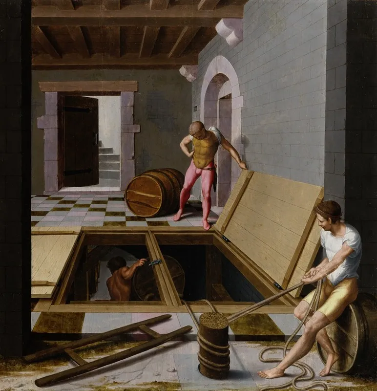 Scene In A Wine Cellar Wall Art by Pseudo-Félix Chrétien - High-Resolution Digital Print