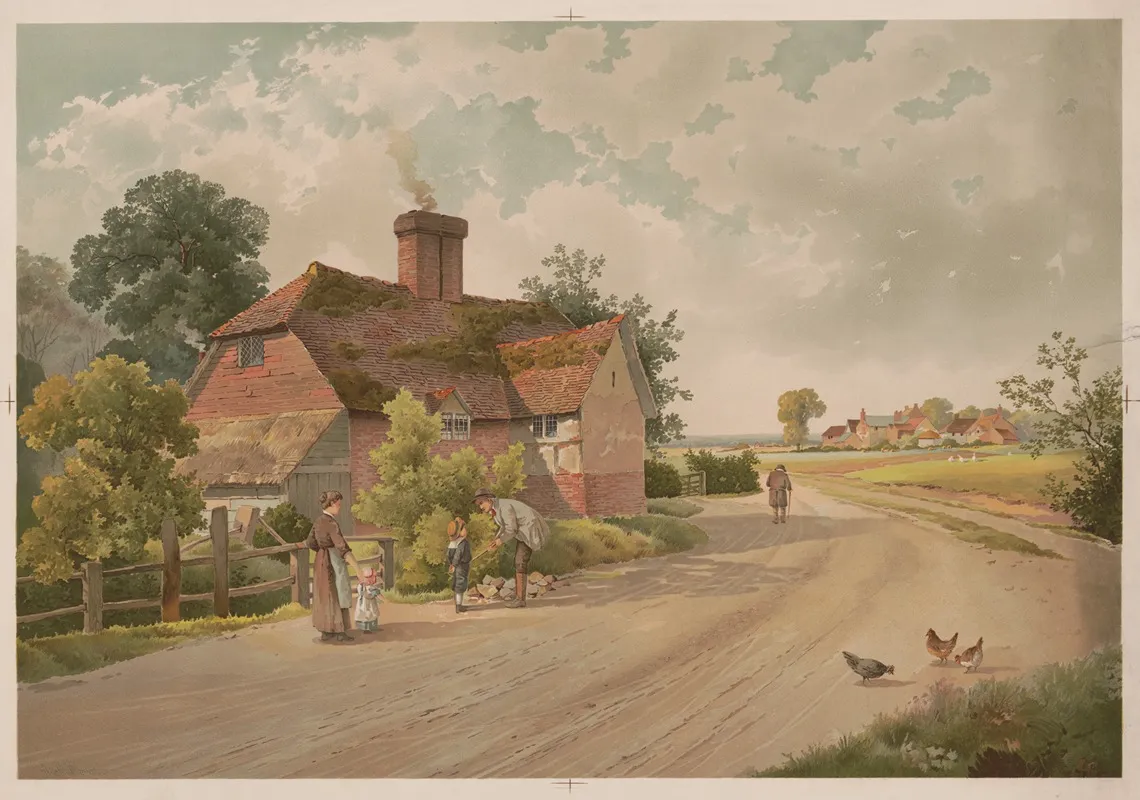 Scene In An English Village Wall Art by A. Bowers - High-Resolution Digital Print