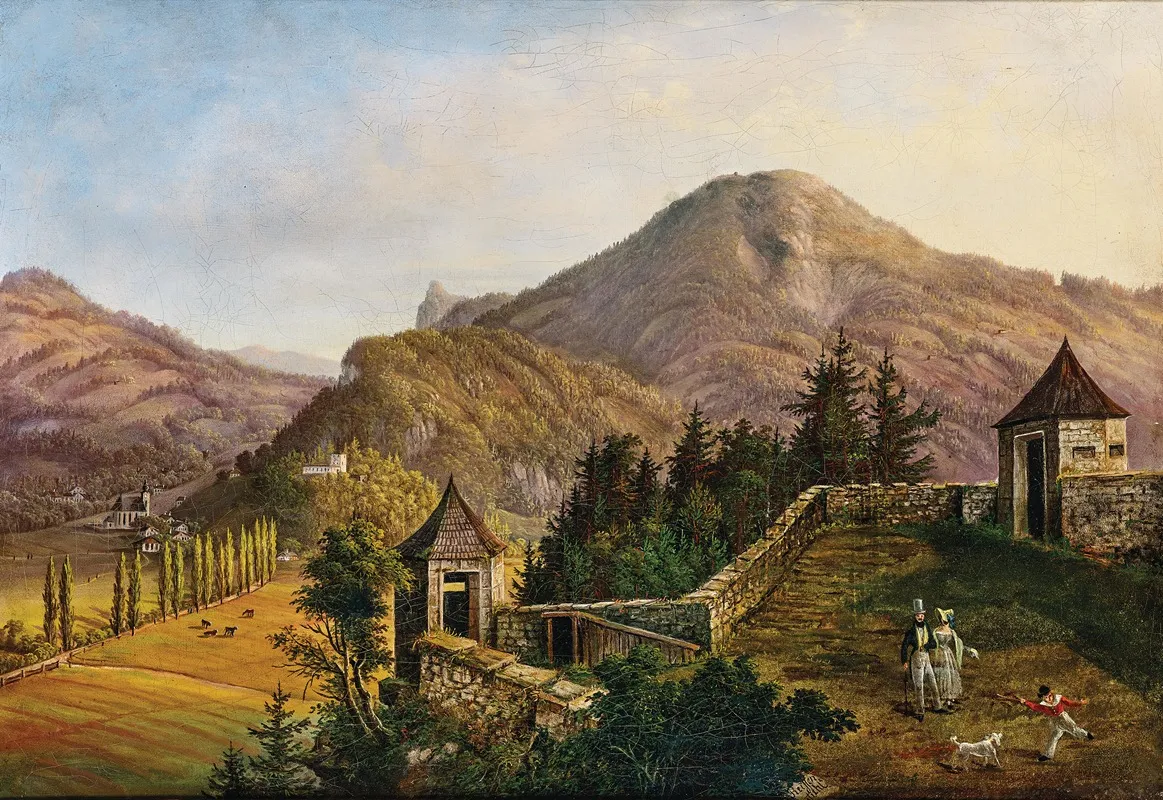 Scene In Salzburg A View Of Gaisberg Nockstein And Kapuzinerberg Wall Art by Anton Reiffenstuhl - High-Resolution Digital Print