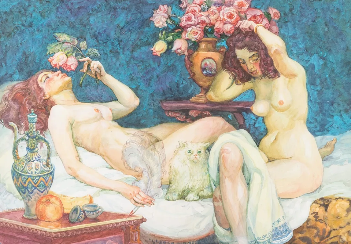 Scene In The Boudoir Wall Art by Eduard Adrian Dussek - High-Resolution Digital Print