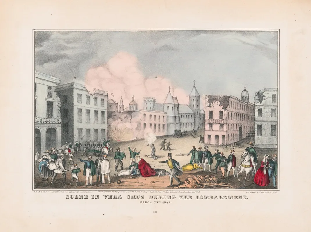 Scene In Vera Cruz During The Bombardment March 25 1847 Wall Art by E.B. & E.C. Kellogg - High-Resolution Digital Print