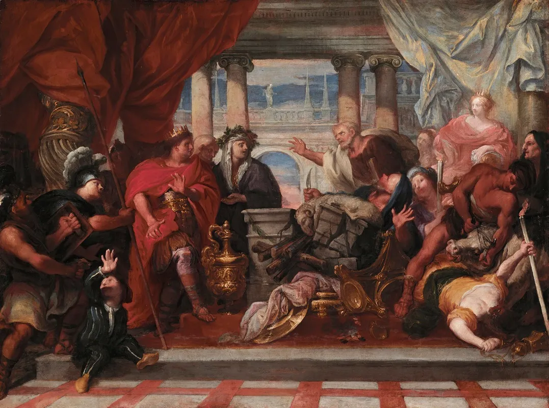 Scene Of Sacrifice Wall Art by circle of Sebastiano Mazzoni - High-Resolution Digital Print