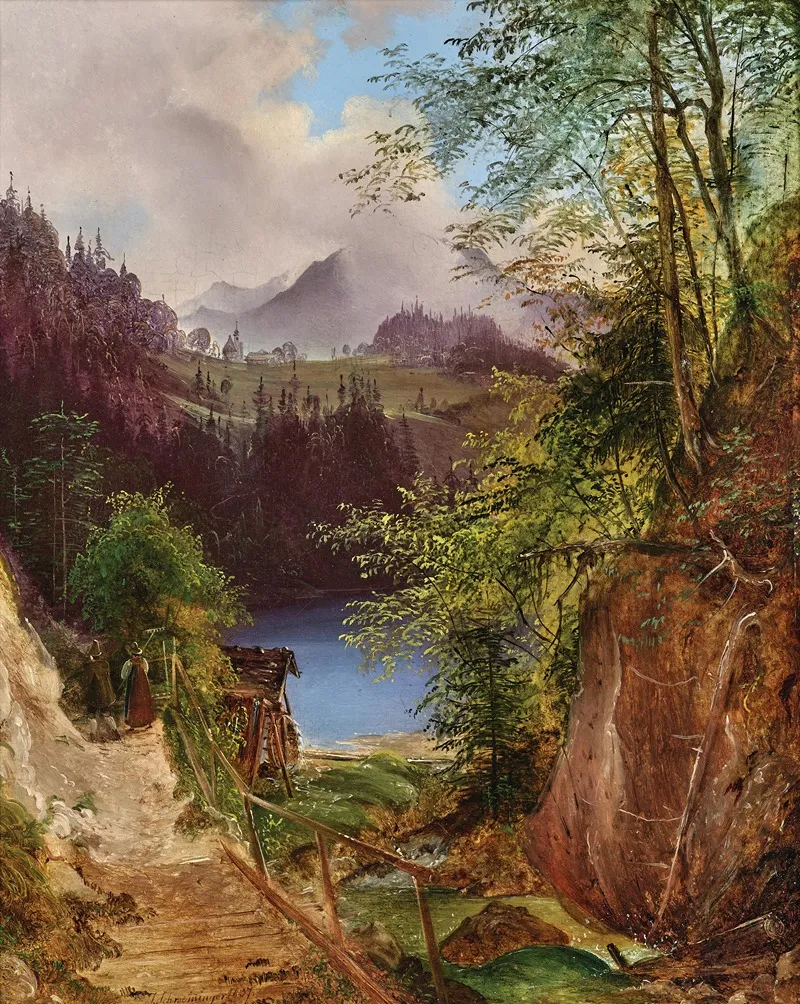 Scene On An Alpine Lake Wall Art by Josef Schwemminger - High-Resolution Digital Print