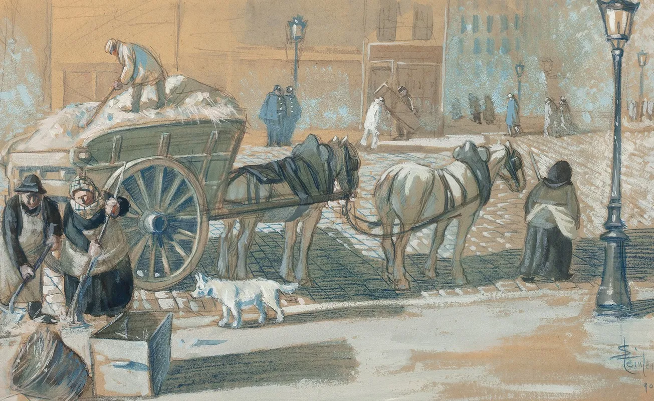 Scene Parisienne En Hiver