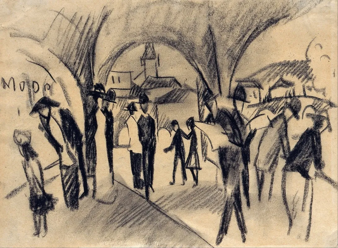 Scene Under The Arcades In Thun