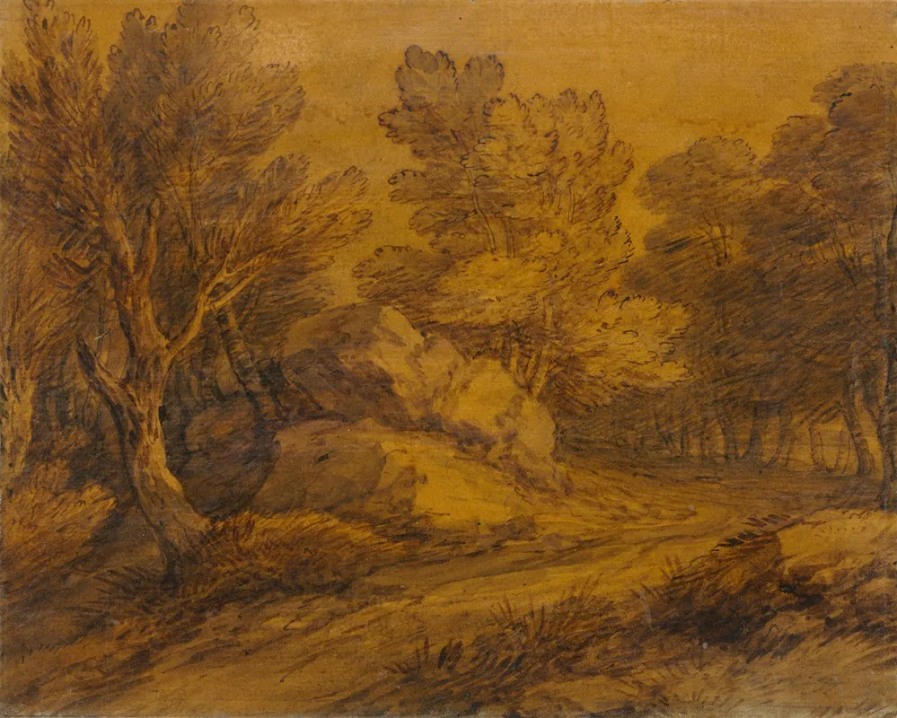 Scene With A Road Winding Through A Wood Wall Art by Thomas Gainsborough - High-Resolution Digital Print