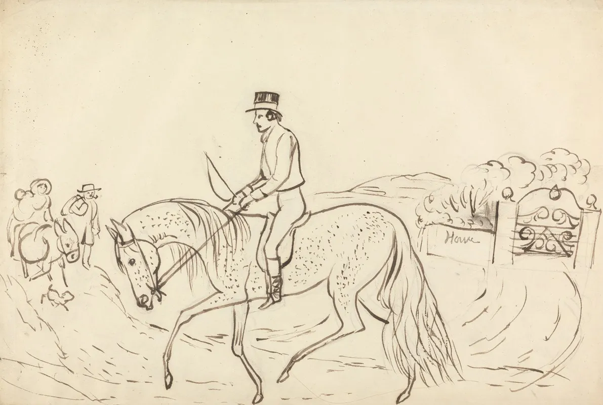 Scene With Horse And Rider Wall Art by James Howe - High-Resolution Digital Print