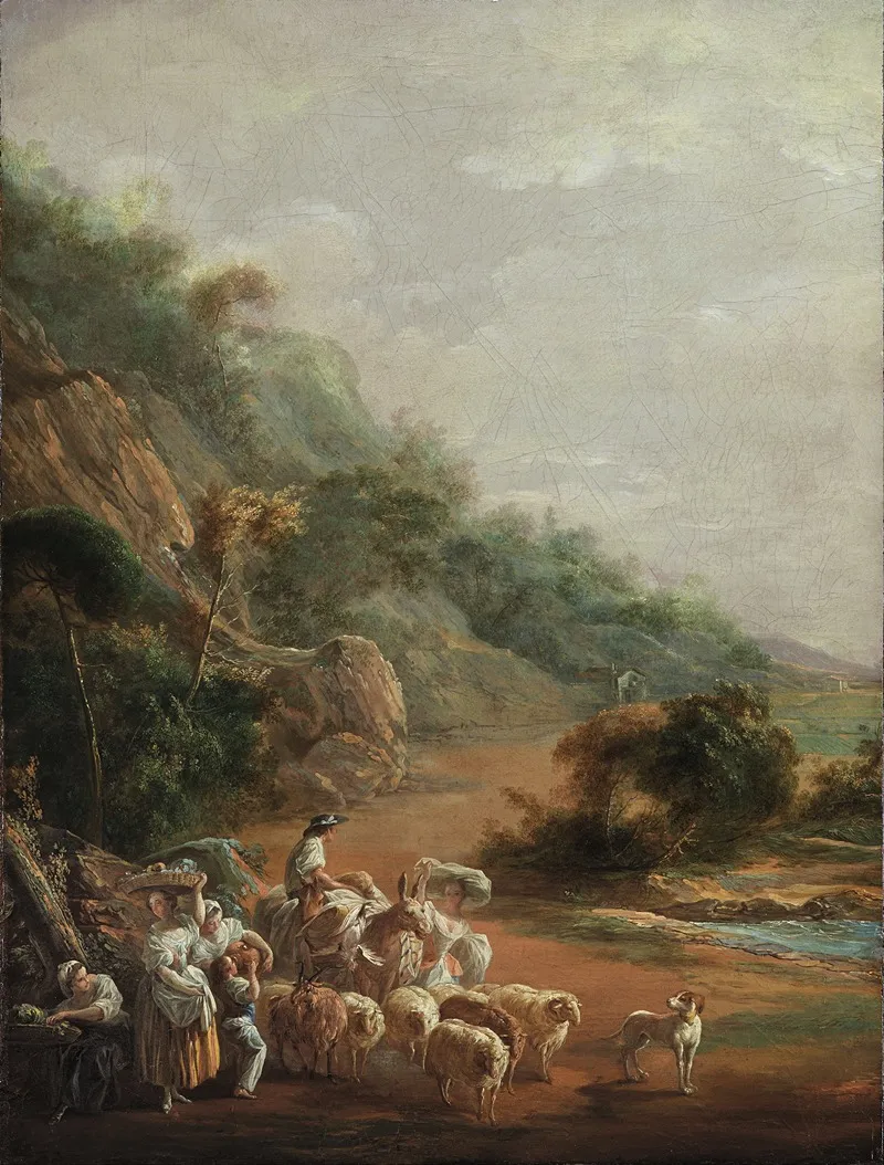 Scene With Villagers Fragment Wall Art by Luis Paret y Alcázar - High-Resolution Digital Print
