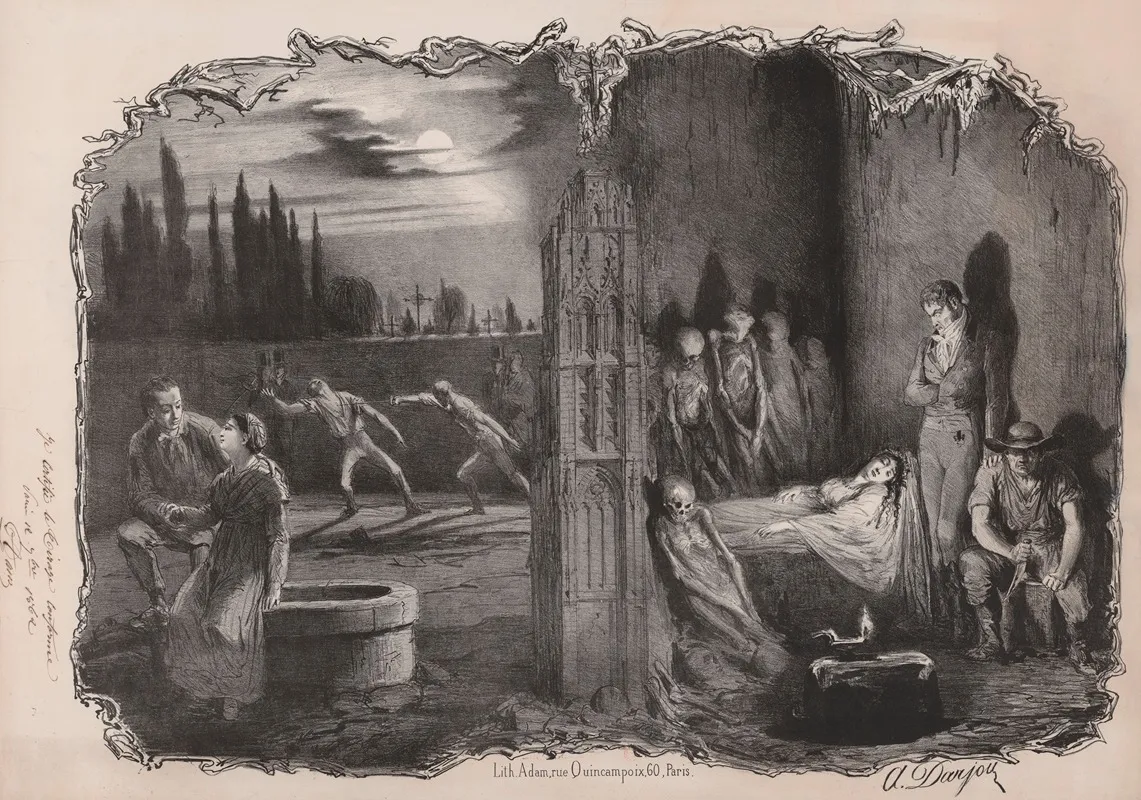 Scenes Dans Un Cimetiere Et Catacombes Wall Art by Henri-Alfred Darjou - High-Resolution Digital Print