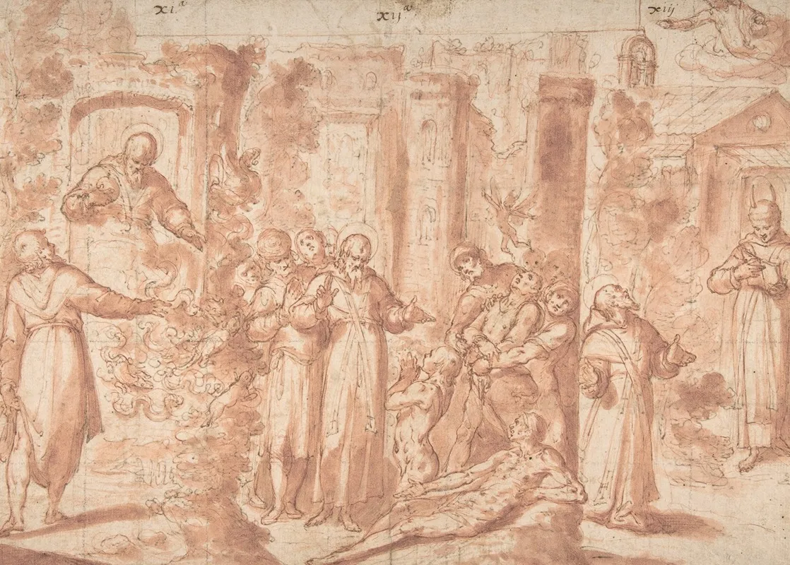 Scenes From The Life Of Saint Anthony Abbot Wall Art by Giovanni Battista Lombardelli - High-Resolution Digital Print