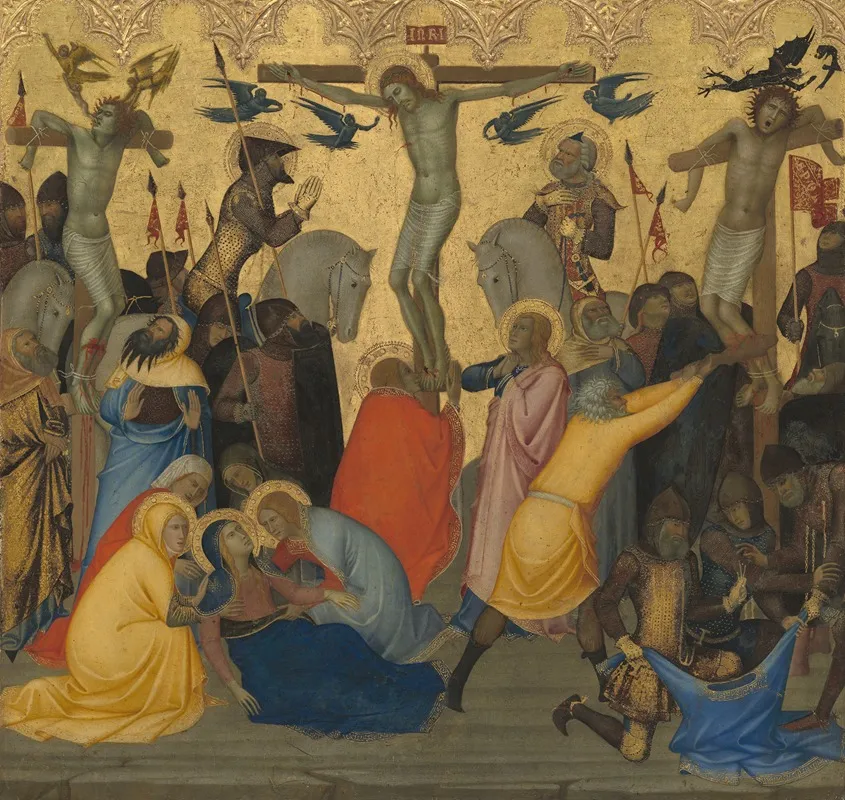 Scenes From The Passion Of Christ The Crucifixion Middle Panel Wall Art by Andrea Vanni - High-Resolution Digital Print