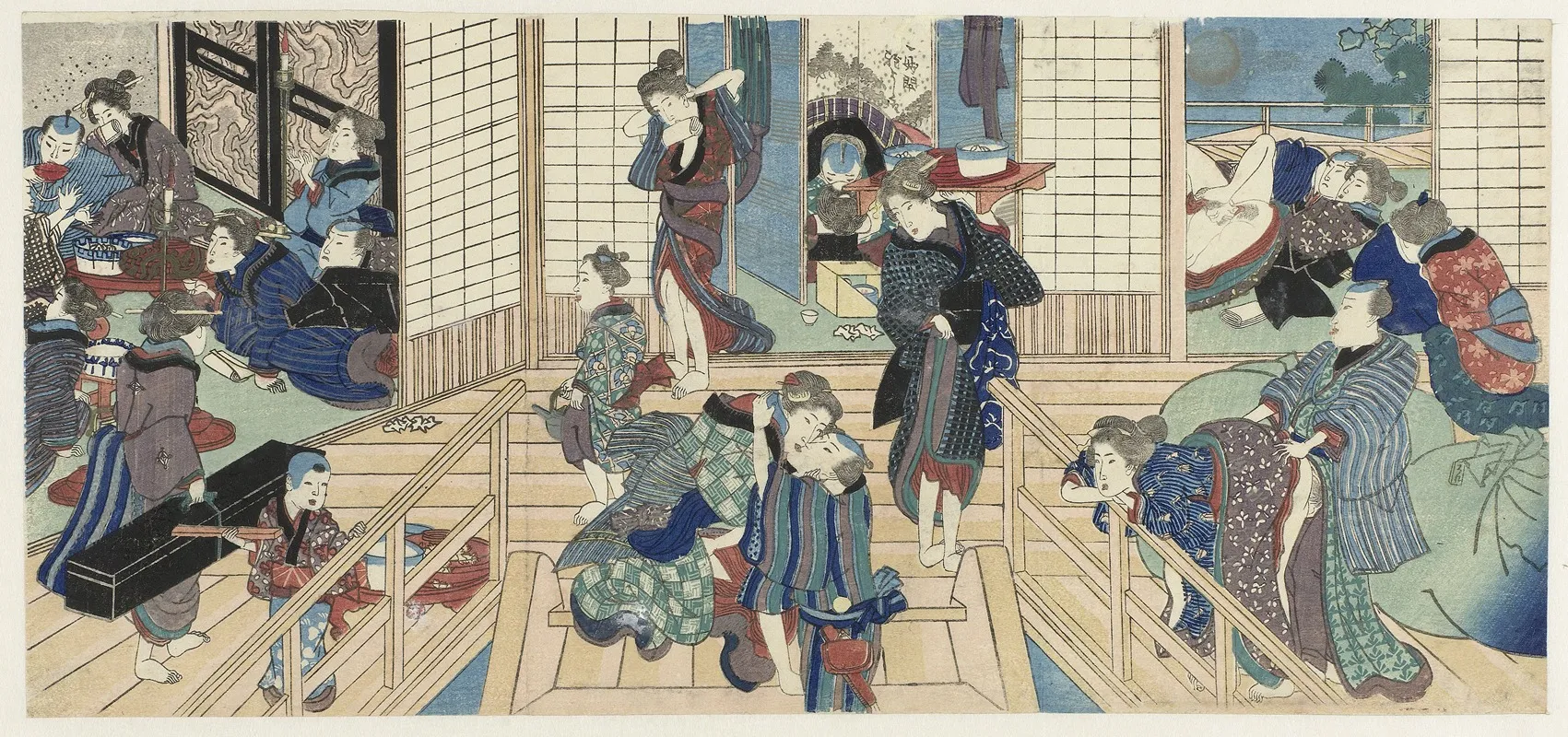 Scenes In A Brothel Wall Art by Utagawa Kunisada (Toyokuni III) - High-Resolution Digital Print