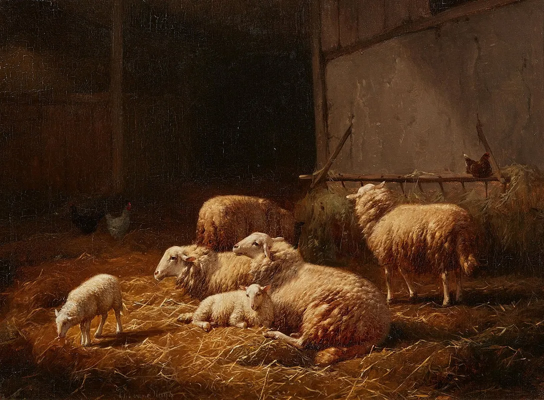 Schafe Im Stall 2 Wall Art by Theo Van Sluys - High-Resolution Digital Print