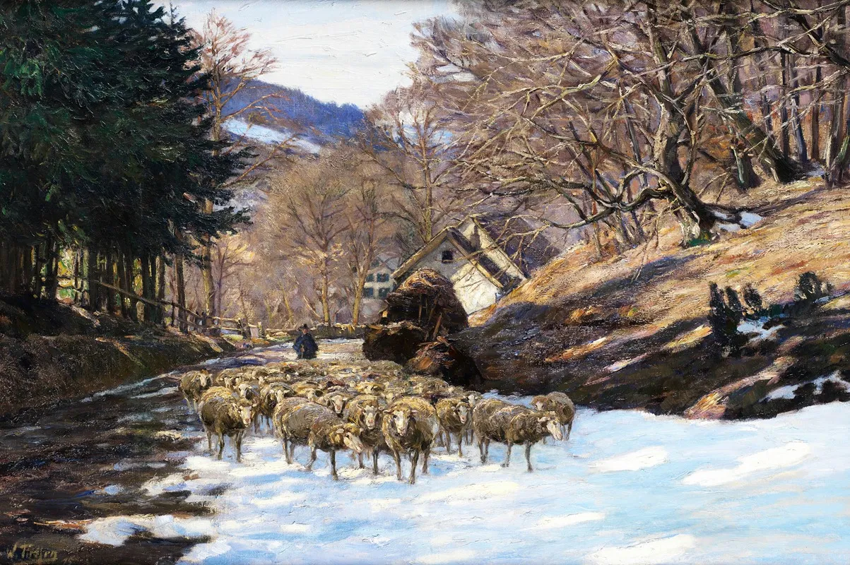 Schafer Mit Herde 2 Wall Art by Willy Tiedjen - High-Resolution Digital Print