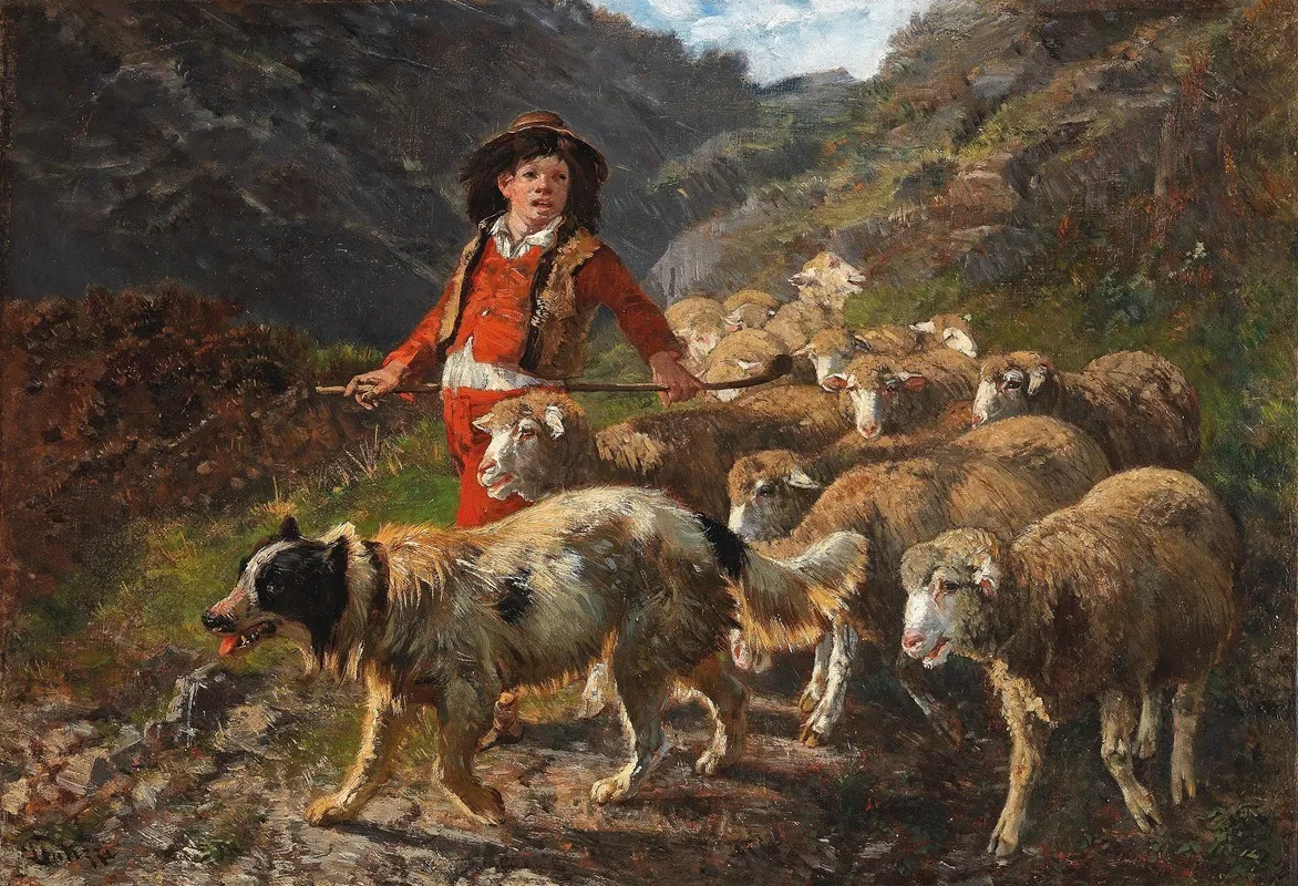 Schafer Mit Herde Wall Art by Giuseppe Palizzi - High-Resolution Digital Print