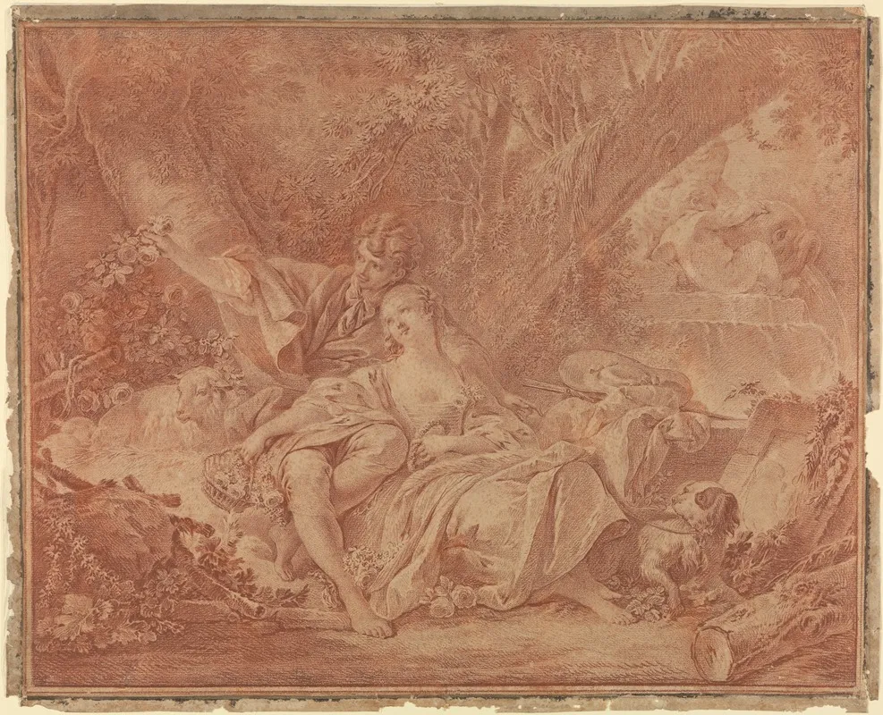 Schafer Und Schaferin Wall Art by Markgräfin Karoline Luise von Baden - High-Resolution Digital Print