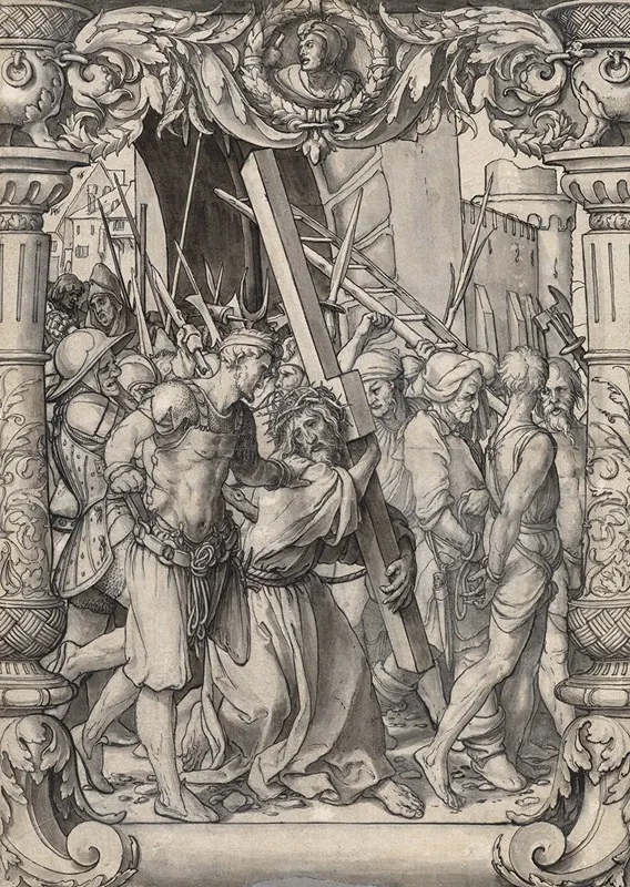 Scheibenriss Mit Der Kreuztragung Christi