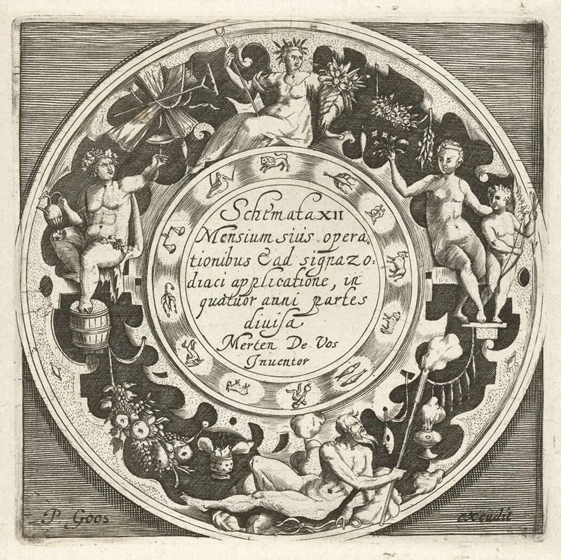 Schemata Xii Mensium Title Page Wall Art by Crispijn van de Passe the Elder - High-Resolution Digital Print