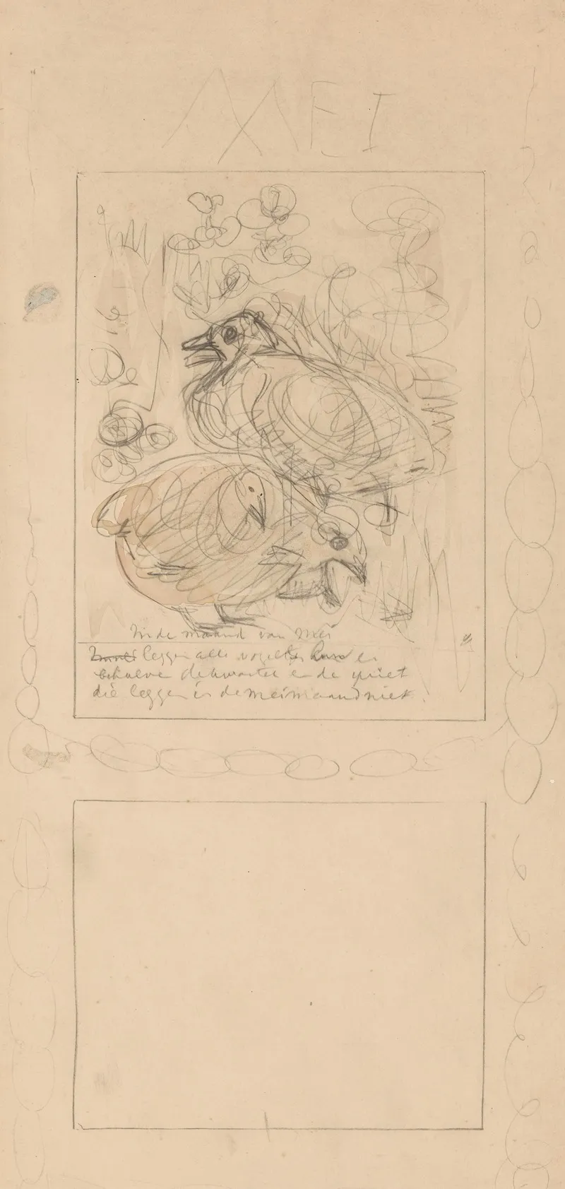 Schets Voor Een Niet Gebruikt Ontwerp Voor Het Blad Mei In De Kalender 1907