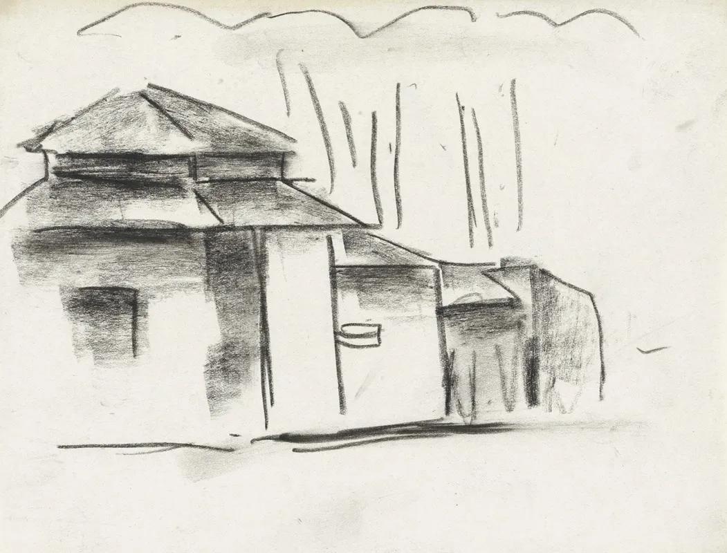 Schetsblad Met Huis