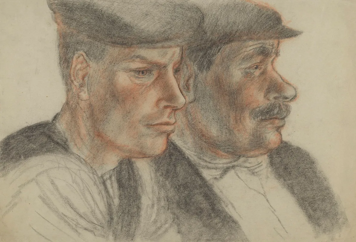 Schetsboekblad Met Een Portret Van Twee Mannen Wall Art by Henk Henriët - High-Resolution Digital Print