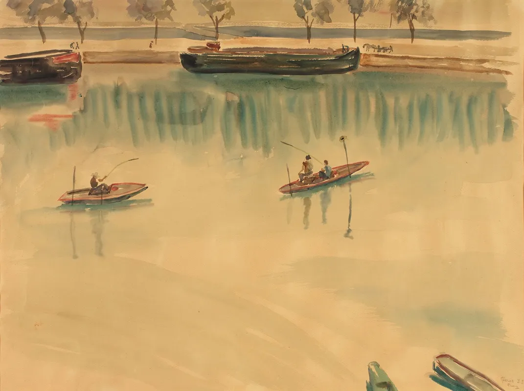 Schiffe Auf Der Seine Bei Paris Wall Art by Franz Blum - High-Resolution Digital Print