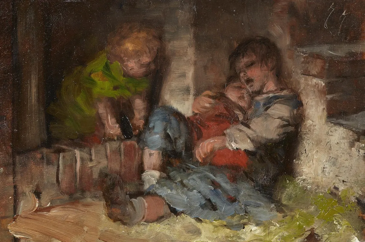 Schlafende Kinder 2 Wall Art by Hermann Kaulbach - High-Resolution Digital Print