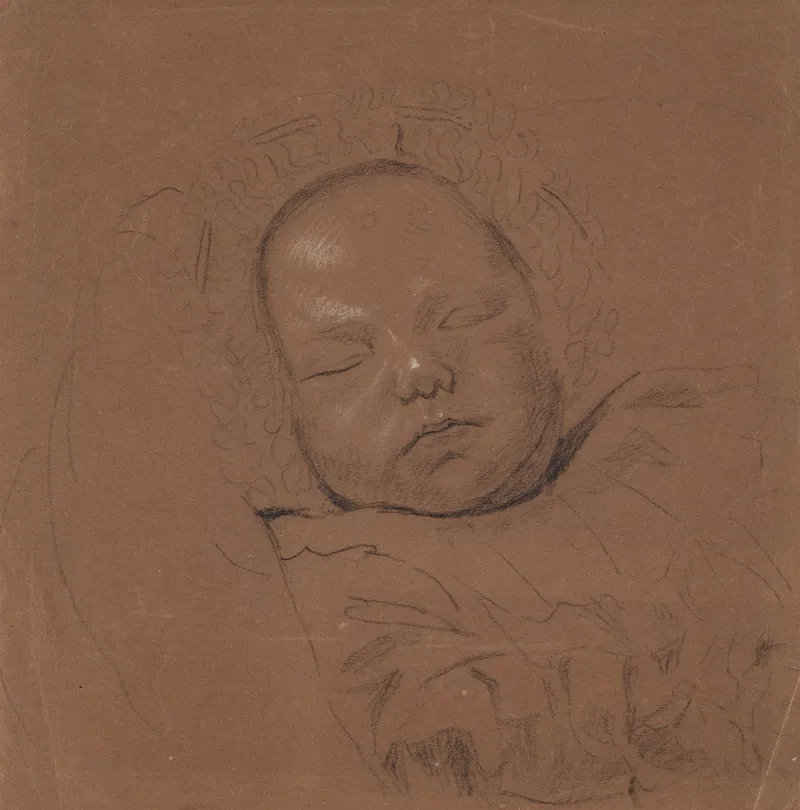 Schlafender Saugling In Geruschter Haube Wall Art by Wilhelm von Kügelgen - High-Resolution Digital Print